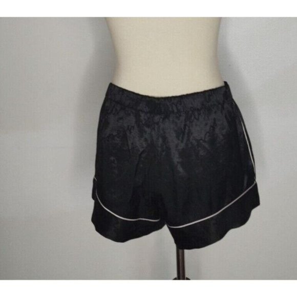 Victoria's Secret Pajama Set Black Satin sz S Top+ Short Wrap Kimono Robe Logo - Picture 9 of 11